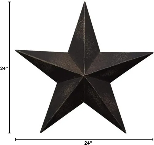Miniatura 2 de CWI Gifts Estrella de granero de metal, estrella colgante galvanizada de 24 pulgadas, decoración de pared de granja, color negro, 1