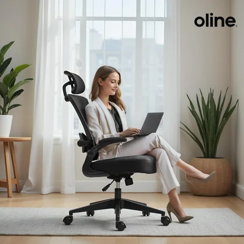 Miniatura 9 de Oline ErgoAir - Silla ergonómica de oficina, soporte lumbar ajustable, reposabrazos abatibles, silla de escritorio de malla para computadora, silla