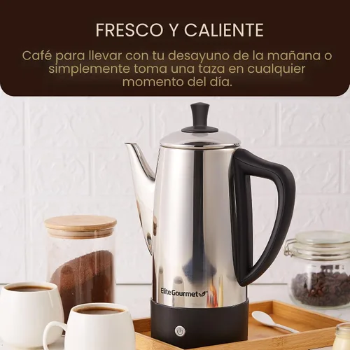 Miniatura 3 de Elite Gourmet Cafetera eléctrica de 12 tazas, filtro de acero inoxidable apto para lavavajillas, tapa y tubo, función mantener caliente, base