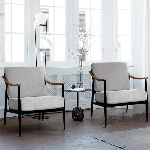 Miniatura 12 de RNKSFX Silla decorativa moderna para sala de estar, dormitorio, sillón de mediados de siglo, silla tapizada para oficina, cómoda silla de espera