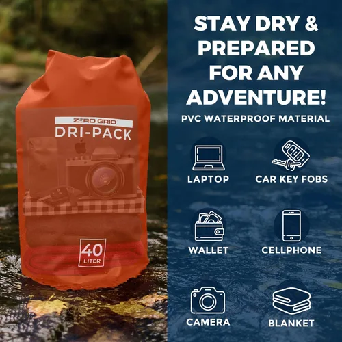 Miniatura 7 de Zero Grid Bolsa seca impermeable – La bolsa de secado flotante se mantiene seca tamaños de 10L/20L/30L/40L para mochileros, kayak, canotaje, Tiger