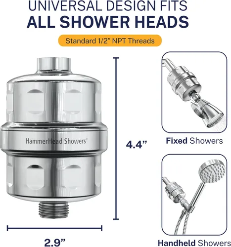 Miniatura 3 de HammerHead Showers KDF 55 - Filtro de ducha de metal sólido, filtros de ducha universales de alta presión para eliminar productos químicos tóxicos