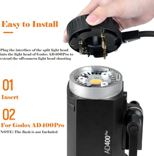 Miniatura 2 de Godox H400P para AD400Pro AD400Pro II Cabezal de flash Godox Mount Off-Flash Extensión de mano Extender Cable de alimentación para AD400 Pro II
