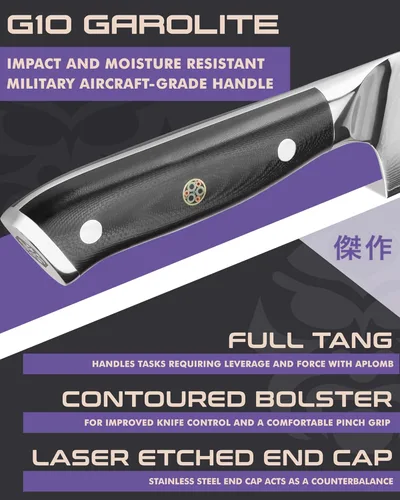 Miniatura 4 de KESSAKU Nakiri Cuchillo – 7 pulgadas – Serie Damascus Dynasty – Cuchillo asiático para verduras – Cuchillo de cocina afilado – Acero inoxidable