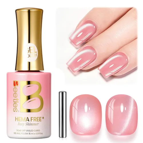 Miniatura 23 de Beetles - Esmalte de uñas de gel ultravioleta semipermanente sin HEMA de alto brillo para manicura francesa y arte de uñas, frasco a juego, blanco