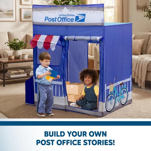 Miniatura 2 de Kid Trax USPS - Tienda de campaña desplegable Cape Cod Pretend de oficina de correos, juguetes para niños, carpas interiores para niños, juguetes