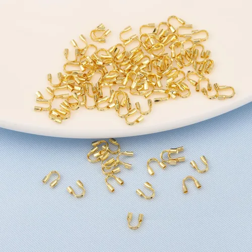 Miniatura 2 de 100 protectores de alambre de latón, protectores de alambre de metal de latón chapado en oro de 18 quilates para fabricación de joyas, bucles