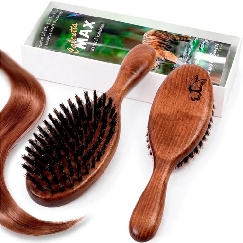Miniatura 11 de Calcuta Max - Cepillo de cerdas de jabalí extra rígido 100% puro, perfecto para cabello grueso, mango de madera de fresno térmico, cepillo