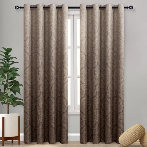 Miniatura 114 de DWCN - Cortinas blackout para dormitorio, diseño de damasco con aislamiento térmico y ojales, para sala de estar, juego de 2 paneles de cortina Gris