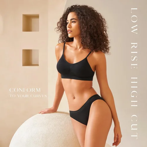 Miniatura 3 de SIMIYA Paquete de 710 ropa interior de algodón para mujer, ropa interior elástica hipster, ropa interior transpirable y suave para bikini