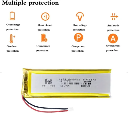 Miniatura 2 de 3.7V 903090 3000mAh batería de iones de polímero de litio recargable batería de polímero con conector JST 0.079 in