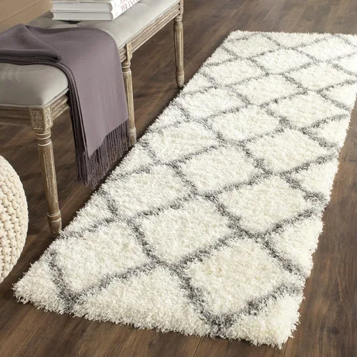 Miniatura 17 de SAFAVIEH Colección Montreal Shag SGM866C Trellis que no desprende pelusa para sala de estar, dormitorio, comedor y entrada, alfombra decorativa