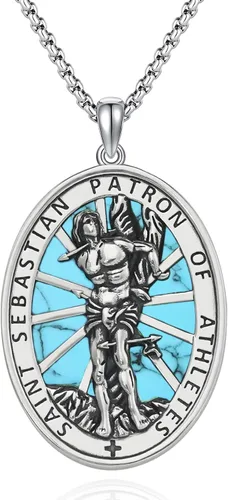 Miniatura 251 de Collar de plata de ley 925 con medalla de San Patrón, colgante de protección católica, amuleto, joyería religiosa para hombres y mujeres