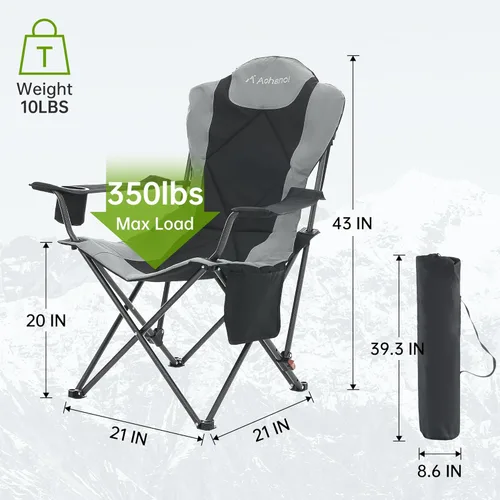 Miniatura 3 de Aohanoi Sillas de campamento, sillas de campamento portátiles para personas pesadas con respaldo en ángulo ajustable, sillas de campamento plegables