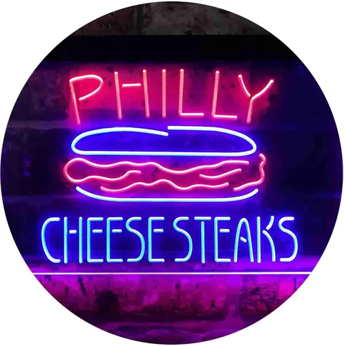 Miniatura 10 de ADVPRO Philly Cheese Steaks Café - Letrero de neón LED de doble color, azul y rojo, 24 x 16 pulgadas st6s64-i3850-br