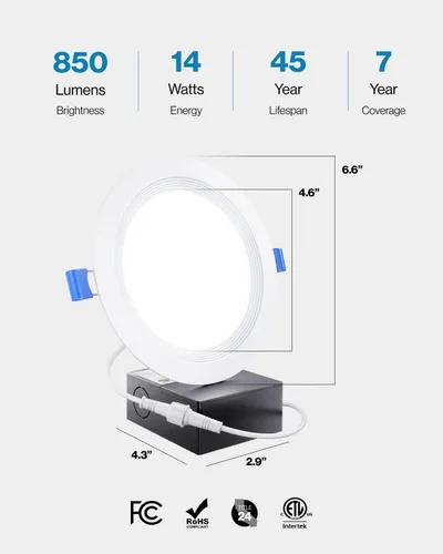 Miniatura 4 de Sunco 12 Pack de luces LED empotrables de 15 cm, luces de techo sin lata, abat-jour ultradelgado, 850 LM, 14 W, 5000 K luz diurna, regulable, oblea