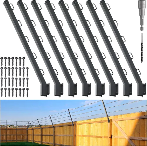 Miniatura 14 de Extensor de poste de valla, alambre de púas de 23.5 pulgadas, brazo extendido, para cercas exteriores para aumentar la altura, proteger