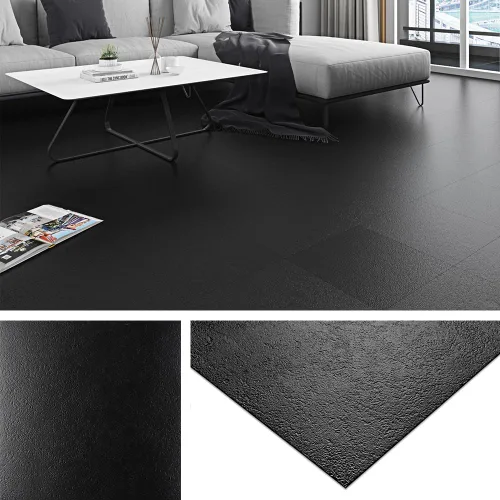 Livelynine – Azulejos de despegar y pegar negro mate para el suelo del baño, azulejos impermeables para pegar en el suelo de la cocina, sótano, piso