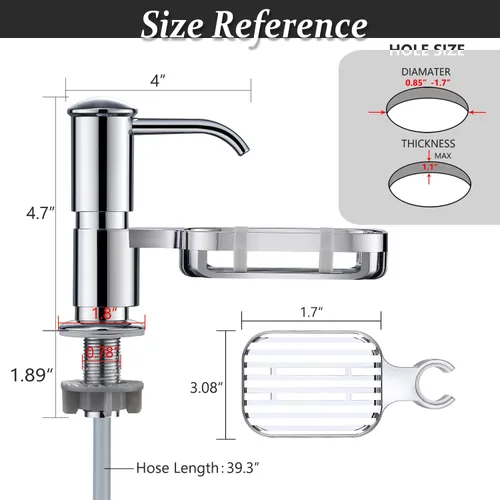 Miniatura 4 de Dispensador de jabón para fregadero con soporte para esponja, dispensadores de jabón integrados para fregadero de cocina, dispensador de jabón