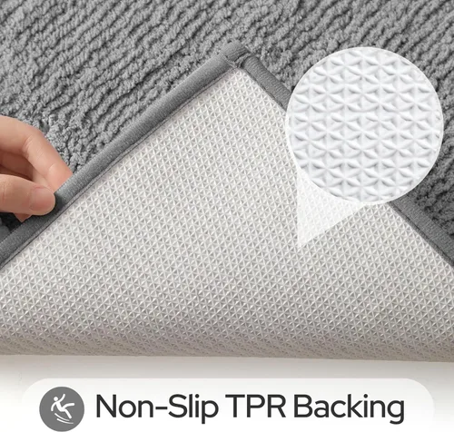 Miniatura 4 de HOMEIDEAS - Juego de alfombras para baño (2 piezas), de microfibra súper suave y absorbente, con borlas, antideslizantes y lavables a máquina