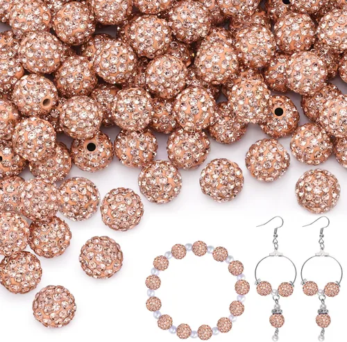Miniatura 9 de 100 cuentas de diamantes de imitación de 0.394 pulgadas para la fabricación de joyas, 10 cuentas redondas brillantes de discoteca de Shamballa