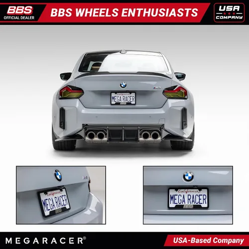 Miniatura 3 de Juego de 1 marco para placa patentado BBS, acero inoxidable negro, cubierta para placa de automóvil, marco metálico para hombre, portaplacas