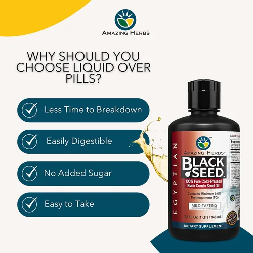Miniatura 6 de Amazing Herbs Aceite de semilla negra egipcia, sin gluten, sin OMG, prensado en frío, Nigella sativa ayuda a la salud digestiva, apoyo inmunológico