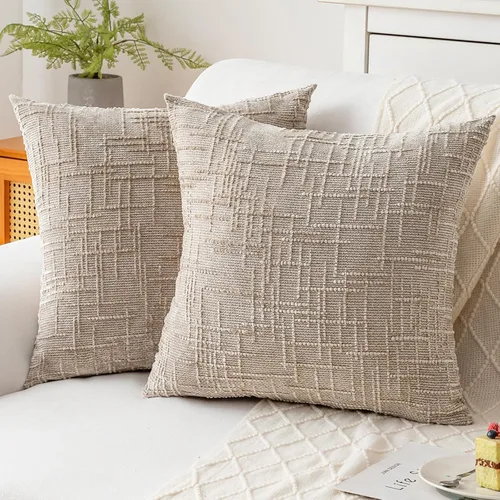 Miniatura 31 de Fundas de almohada decorativas de 18 x 18 pulgadas, juego de 4, suaves, sólidas, de estilo granja, fundas de almohada de chenilla para sofá, fundas