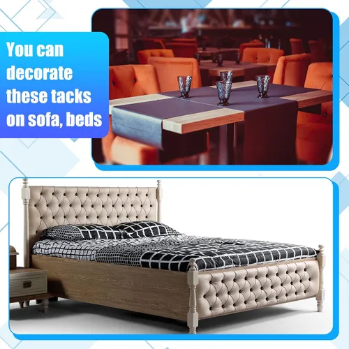 Miniatura 6 de Outus 1000 piezas de tachuelas de tapicería negras de 7/16 pulgadas tachuelas decorativas para muebles clavos de tapicería con caja