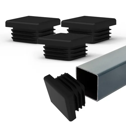 Miniatura 14 de Prescott Plastics Tapones de agujero de plástico acanalado de perímetro exterior de 1/2 pulgada (0.500 in), tapas cuadradas de tubo de metal negro