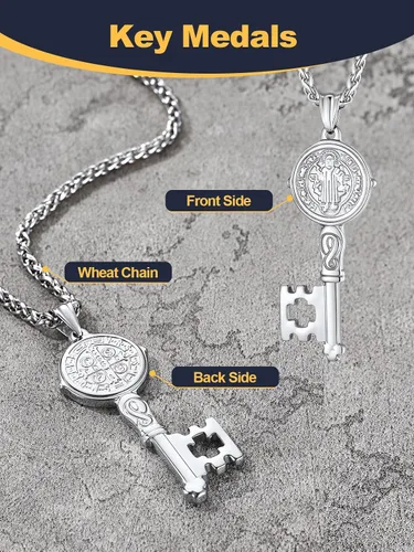 Miniatura 267 de U7 Saint Benedict/Michael Medal Necklace, 316L Stainless Steel Virgin Mary Necklace for Men Women, Bible Verse Protection Necklace Catholic
