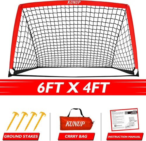Miniatura 7 de Portería de fútbol portátil de 5 x 3, 6 x 4, 9 x 5 pies, para patio trasero, red de práctica de fútbol plegable con bolsa de transporte para niños