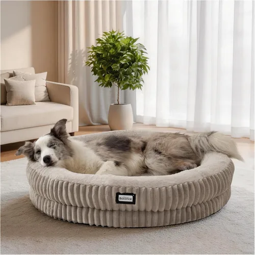 Miniatura 16 de BALANCE Cama para gatos, cama redonda lavable para gatos de interior, cama de felpa súper suave de piel sintética para cachorros y gatitos con parte