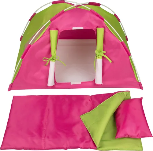Miniatura 3 de Tienda de campaña para muñecas (juego de 3 piezas) – Incluye tienda de campaña XL, saco de dormir y almohada – Hecho a mano, accesorios premium