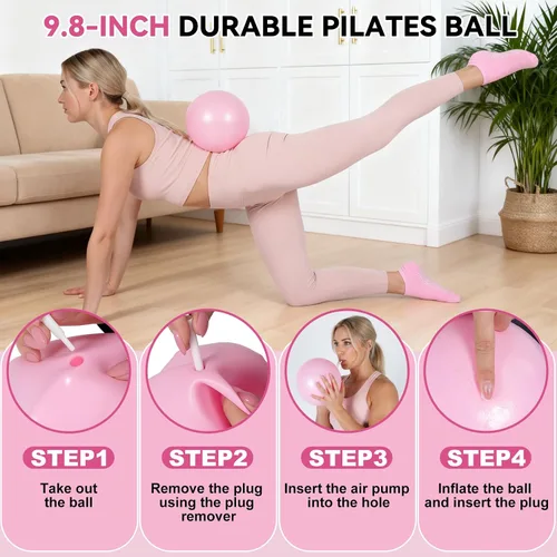 Miniatura 5 de LiKiLiKi Juego de anillos de pilates – Equipo de pilates para mujer con círculo mágico de pilates y juego de pelotas, bandas de resistencia, bolas