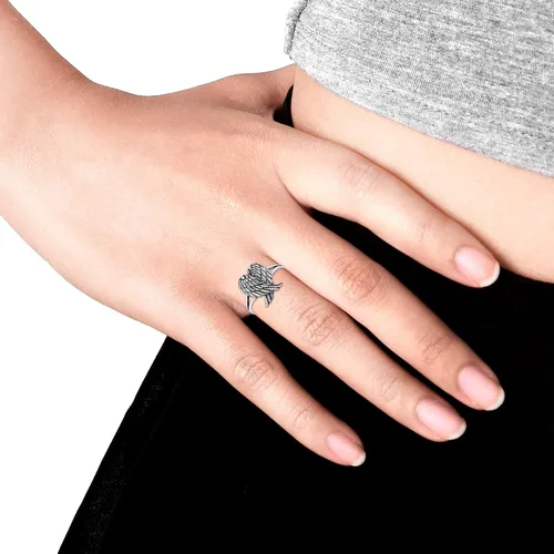 Miniatura 7 de AeraVida Anillo de plata de ley 925 con alas de ángel plegadas Heavenly Love