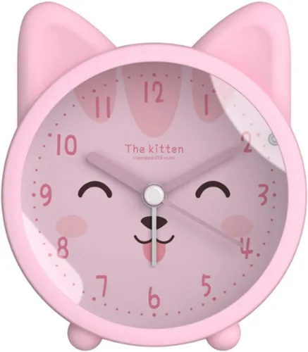 Miniatura 14 de Reloj despertador de silicona silencioso sin tictac para niños, con diseño de animal, para viajes, con luz nocturna (A- conejo blanco)