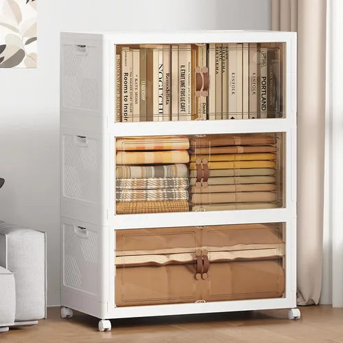 Miniatura 18 de SAILUN 321QT/80Gal Contenedores de almacenamiento apilables con tapa, contenedores de almacenamiento plegables con puertas, armario plegable