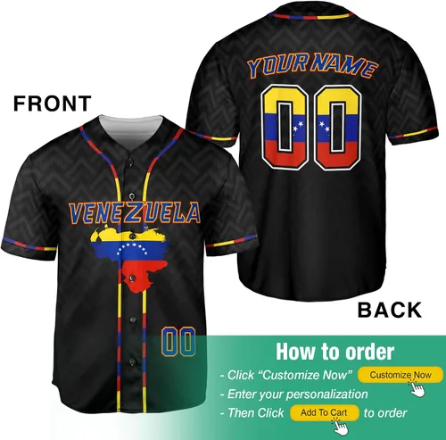 Miniatura 2 de Camiseta de béisbol personalizada de Venezuela para hombres, camiseta de béisbol personalizada de Venezuela, camiseta de fútbol de Venezuela