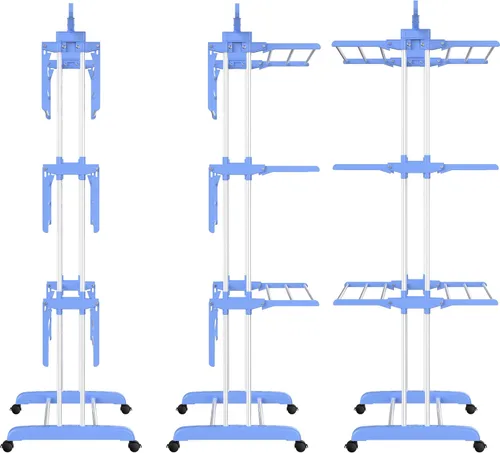 Miniatura 9 de HOMIDEC Tendedero de Ropa, Tendedero Plegable Grande de 4 Niveles para Ropa (67.7H x 19.7W x 30L Pulgadas), Móvil con 4 Ruedas. Tendedero Azul