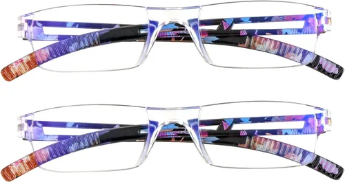 VisionGlobal 2 pares de anteojos de lectura, anteojos bloqueadores de luz azul, anteojos de lectura para computadora para mujeres y hombres, marco 2