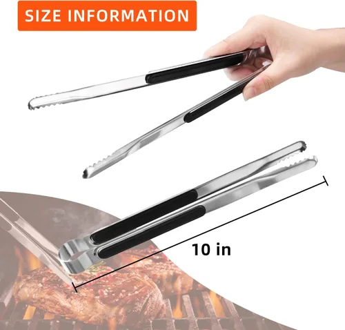 Miniatura 2 de XEVOM - Paquete de 4 pinzas de cocina de acero inoxidable de alta calidad, pinzas para servir para cocinar, pinzas de metal para alimentos