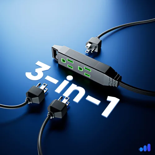 Miniatura 4 de Maximm Cable de extensión de 15 pies, calibre 16, enchufe plano pequeño y diseño de cable plano que ahorra espacio, 125 V, 13 A, 1625 W, 3 clavijas