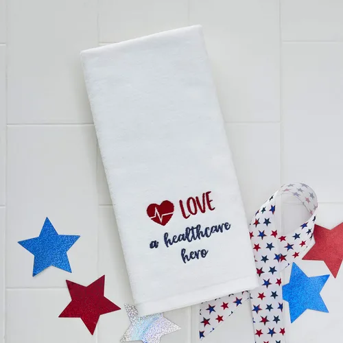 Miniatura 4 de SKL Home Love a Healthcare Hero - Juego de toallas de mano, color blanco