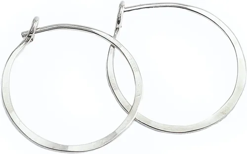 Miniatura 31 de Pendientes de aro delgados martillados, elegantes geométricos de plata de ley maciza, relleno de oro y relleno de oro rosa; para mujeres de Lotus