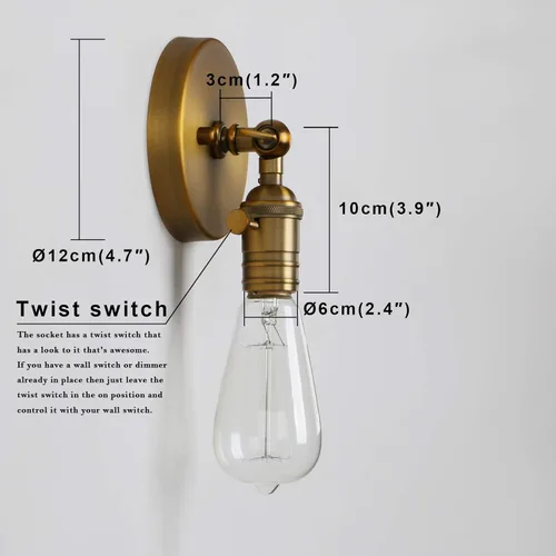 Miniatura 3 de Permo Vintage lámpara estilo candelabro de metal industrial para montar en pared, 60.00watts Antiguo
