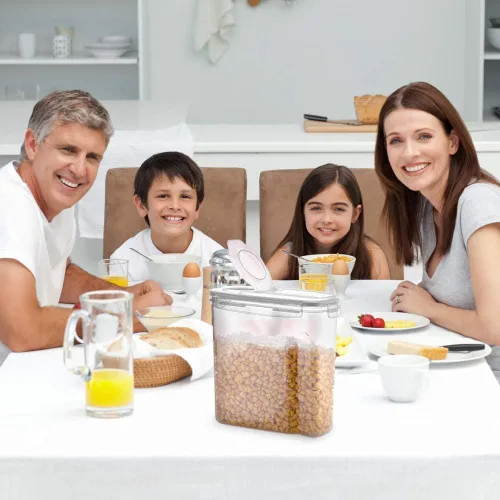 Miniatura 4 de Simply Gourmet Recipientes herméticos para cereales con tapas – Juego de organización de despensa de cocina alto de 4 piezas, plástico transparente