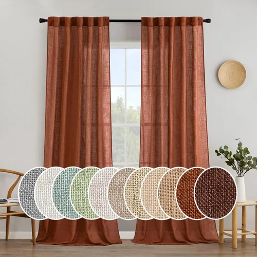 Miniatura 57 de MIULEE Cortinas de lino blanco de 108 pulgadas de largo para dormitorio, sala de estar, cortinas de ventana con textura de lino suave y grueso, Lino
