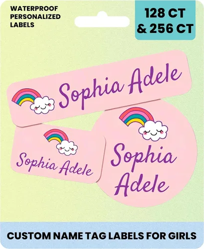 Miniatura 8 de Suministros escolares etiquetas de nombre personalizadas, etiquetas adhesivas de nombre personalizadas lavables para niñas, etiquetas adhesivas