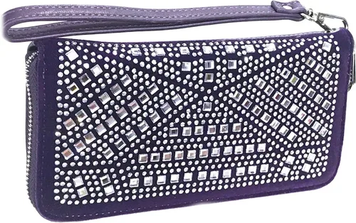 Miniatura 5 de Gem Sparkle - Cartera a juego con diamantes de imitación para bolso brillante, Púrpura